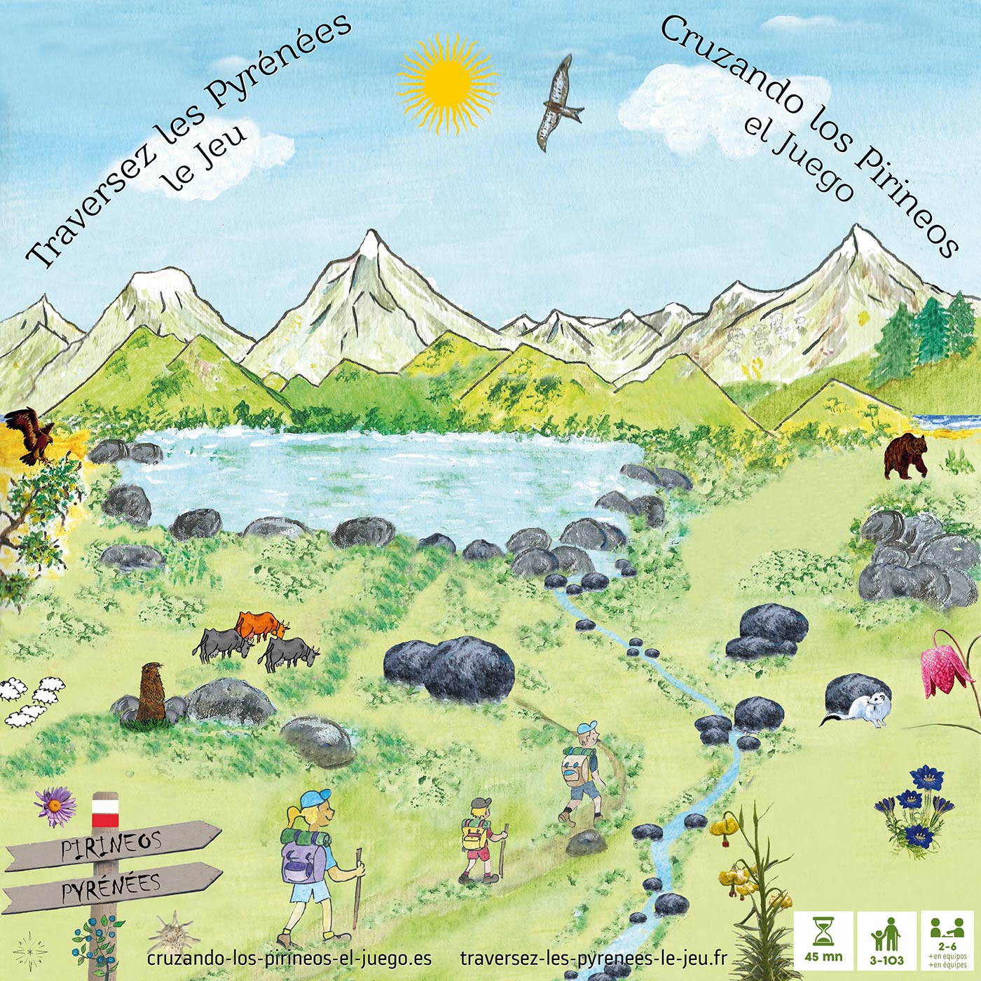 Couvercle boite du jeu "Traversez les Pyrénées par le GR10 ou GR11"