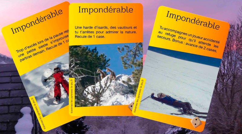 Cartes "Impondérable", "Traversez les Pyrénées à Ski ou par le Piemont"